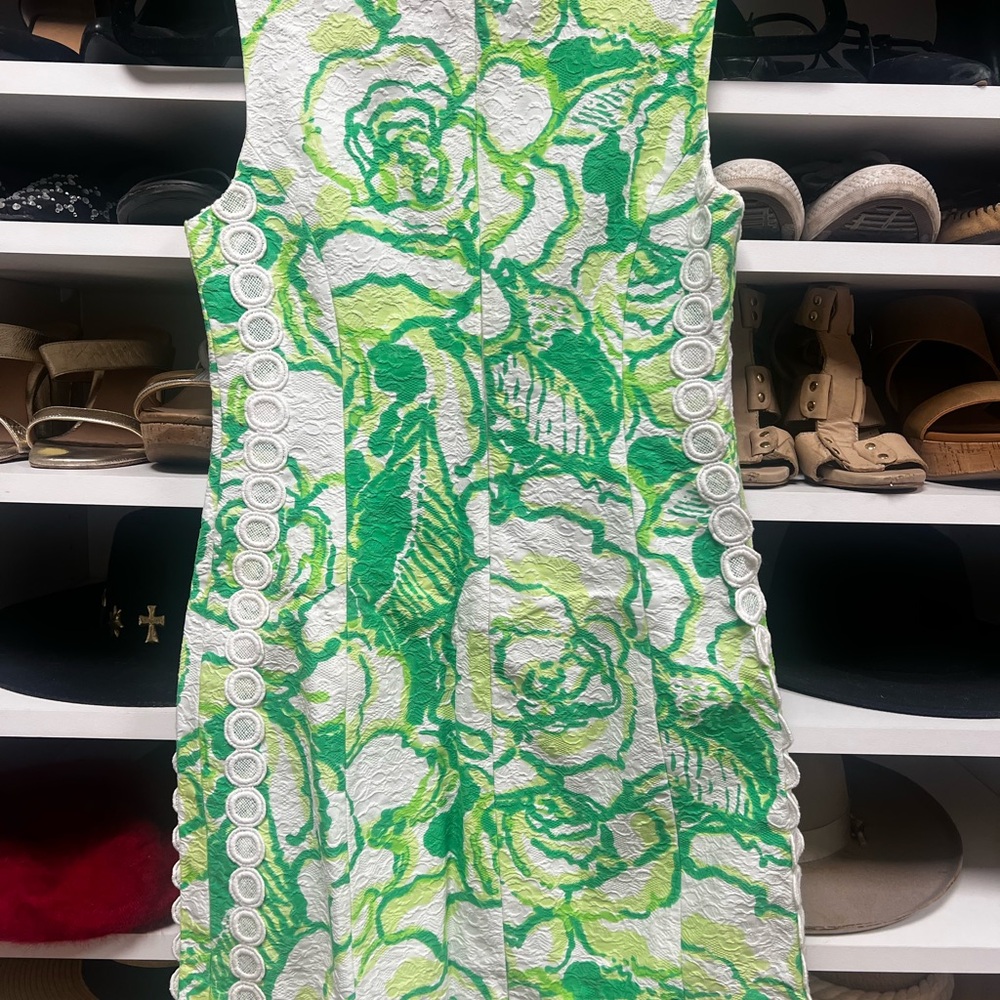 Lilly Pulitzer Green and White Floral Mini Dress